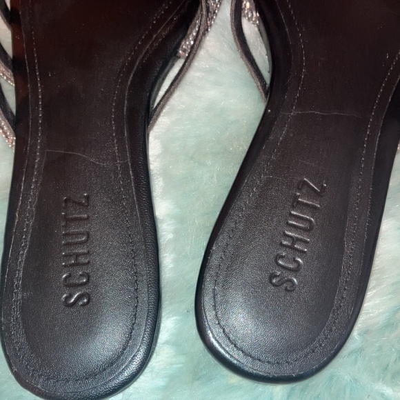 Rrhinestones leather Schutz flat slides sz 9. - Picture 6 of 7